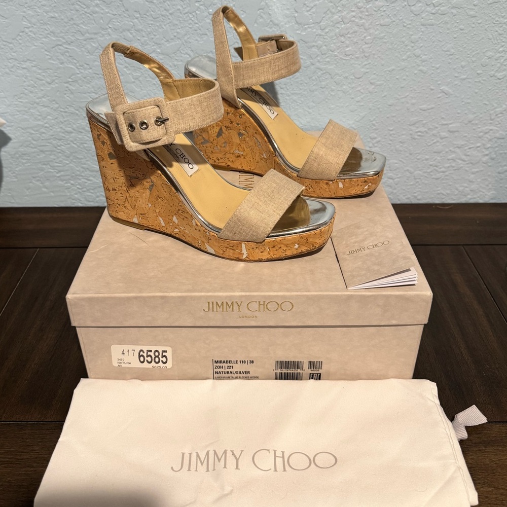 Jimmy Choo Exclusive Neiman Marcus Mirabelle 110 Natural/silver Wedges